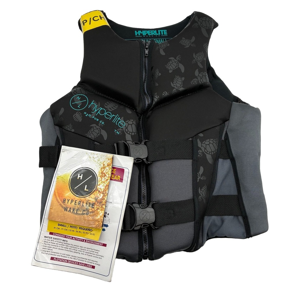 Hyperlite Womens Small P72 CGA PFD Black Sea Turtle Life Vest Wakeboard Jet Ski